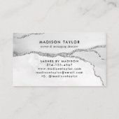 銀グレーモダングリッターアゲートマーブルモノグラム 予約カード (裏面)