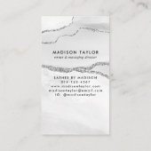 銀グレーモダングリッター大理石アゲートモノグラム 名刺 (裏面)