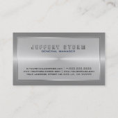 銀グレーモダンステンレススチールブルーアクセント 名刺 (裏面)