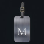 銀グレーモダンブラシ仕上げメタルスクリプトモノグラム ラゲッジタグ<br><div class="desc">シルバーグレモダングブラシ仕上げメタルスクリプトモノグラムキュートバッグラベル</div>