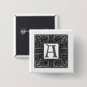 銀ケルト語「A」モノグラム 缶バッジ (正面&裏面)
