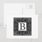 銀ケルト語「B」モノグラム ポストカード (正面/裏面)