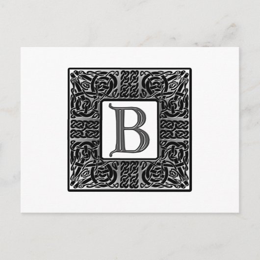 銀ケルト語「B」モノグラム ポストカード (正面)