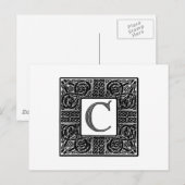 銀ケルト語「C」モノグラム ポストカード (正面/裏面)