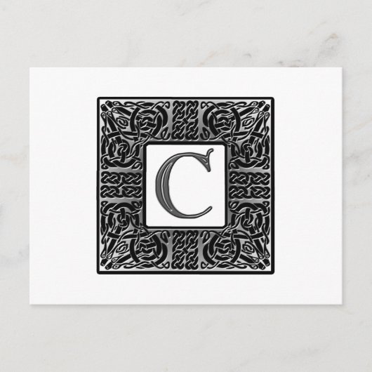 銀ケルト語「C」モノグラム ポストカード (正面)