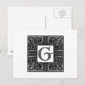 銀ケルト語「G」モノグラム ポストカード (正面/裏面)