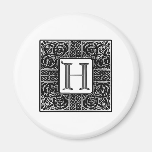 銀ケルト語「H」モノグラム マグネット (正面)