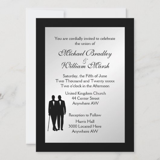銀ゲイ結婚式招待状 招待状 (正面)