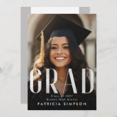 銀コンテンポラリーはっきりした灰色フォイルGRAD写真 案内状 (正面/裏面)