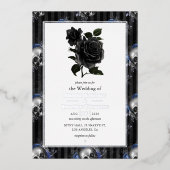 銀ゴシックフローラ結婚箔招待状 箔招待状 (正面)