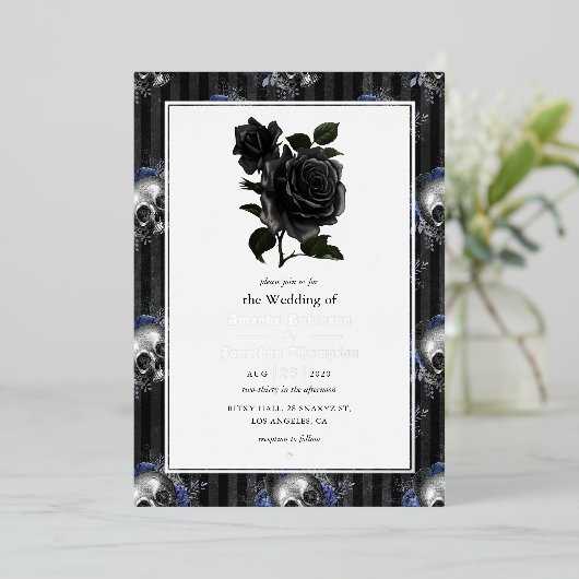 銀ゴシックフローラ結婚箔招待状 箔招待状 (立ち正面)