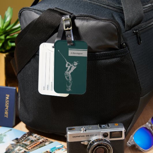 銀ゴルファー ラゲッジタグ (正面&裏面)