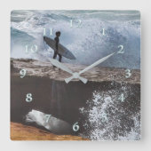 銀サーファーのプラグイン スクエア壁時計 (正面)
