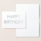 銀シンプル文字ミニマルハッピー誕生デイカード 箔カード (ディスプレー)