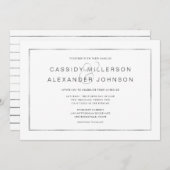 銀シンプル枠結婚式招待状 招待状 (正面/裏面)