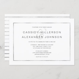 銀シンプル枠結婚式招待状 招待状