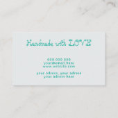 銀シンプル糸切りフックターコイズモダン 名刺 (裏面)