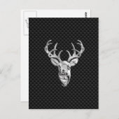銀シンボリック鹿オンカーボンファイバースタイルプリント ポストカード (正面/裏面)
