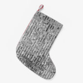 銀シークインのシームレスパターン スモールクリスマスストッキング (正面 (吊り時))