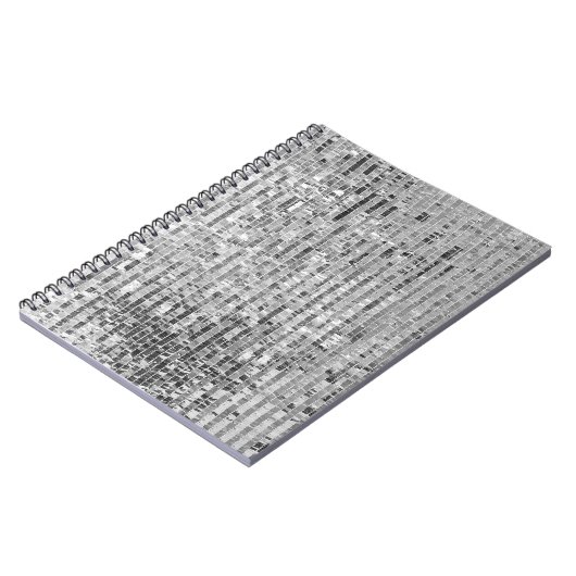 銀シークインのシームレスパターン ノートブック (左側)