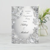 銀ジュエリー婚約パーティシックグリッター 招待状 (スタンド正面)