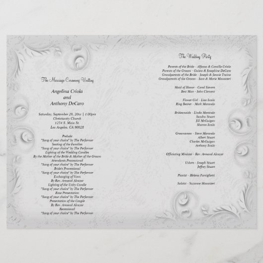 銀スクロールエレガントワーク結婚式 プログラム (裏面)