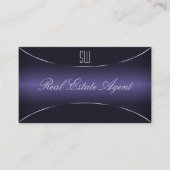 銀スタイリッシュとモノグラムのダーク縁どブルー 名刺 (正面)