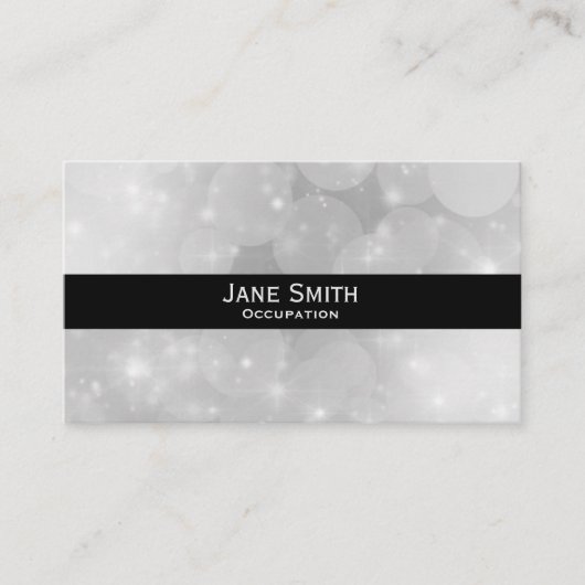 銀スタイリッシュと黒のモダントレンディー 名刺 (正面)