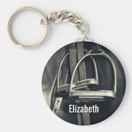 銀スタイリッシュのスターラップオンイングリッシュライディングサドル キーホルダー