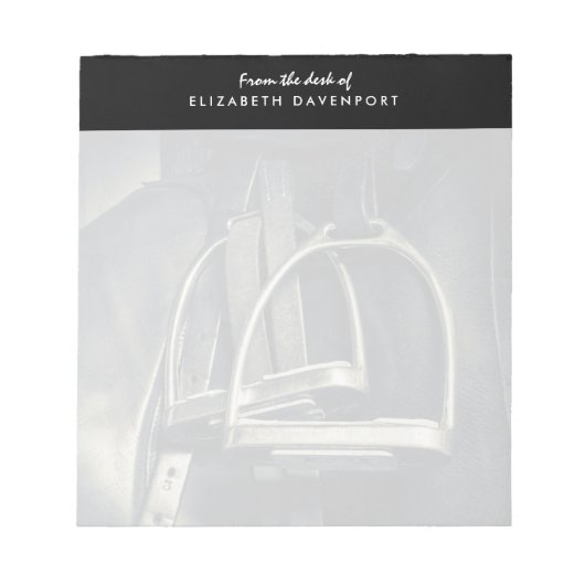 銀スタイリッシュのスターラップオンイングリッシュライディングサドル ノートパッド (正面)