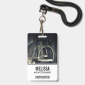 銀スタイリッシュのスターラップオンイングリッシュライディングサドル バッジ (Back with Lanyard)