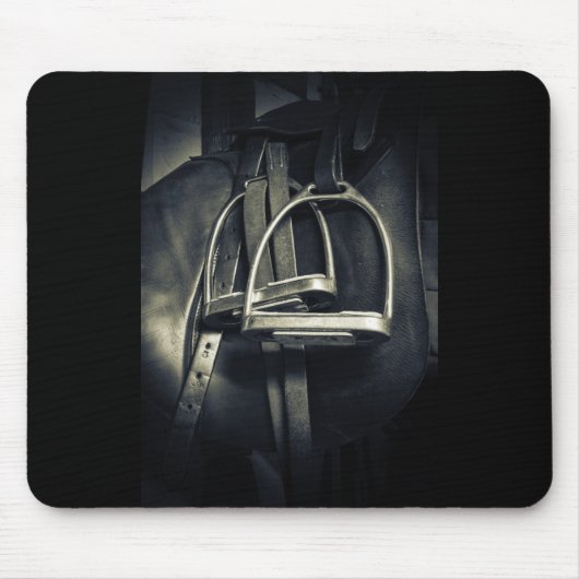 銀スタイリッシュのスターラップオンイングリッシュライディングサドル マウスパッド (正面)