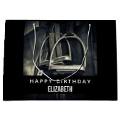 銀スタイリッシュのスターラップオンイングリッシュライディングサドル ラージペーパーバッグ (正面)