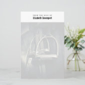 銀スタイリッシュのスターラップオンイングリッシュライディングサドル 便箋 (スタンド正面)