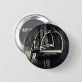 銀スタイリッシュのスターラップオンイングリッシュライディングサドル 缶バッジ (正面&裏面)