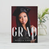 銀スタイリッシュはっきりした灰色フォイルGRAD写真 案内状 (スタンド正面)