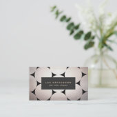 銀スタイリッシュエレガント円模様ブラックプラーク 名刺 (スタンド正面)