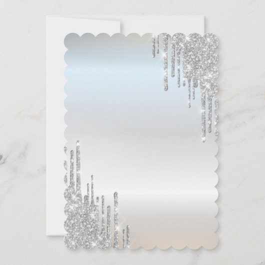 銀スタイリッシュグリッターが風船を乾燥25th誕生日 招待状 (裏面)