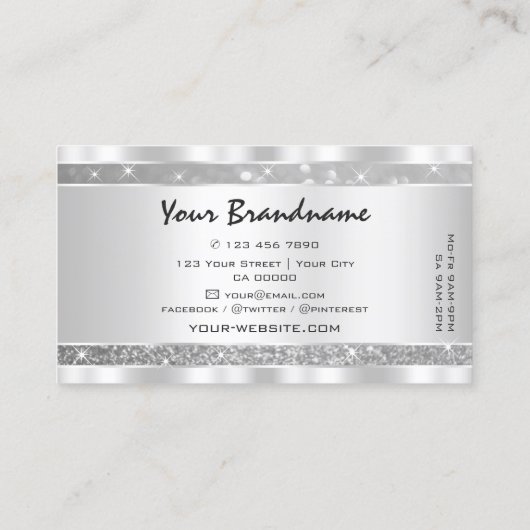 銀スタイリッシュグリッタースきらめくターズ目キャッチャー 名刺 (裏面)