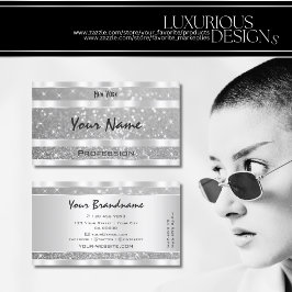 銀スタイリッシュグリッタースきらめくターズ目キャッチャー 名刺