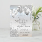 銀スタイリッシュグリッタードリップバルーン甘い16 招待状 (スタンド正面)