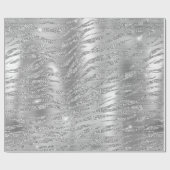 銀スタイリッシュグリッターワイルドタイガーストライプパタン ラッピングペーパー (フラット)