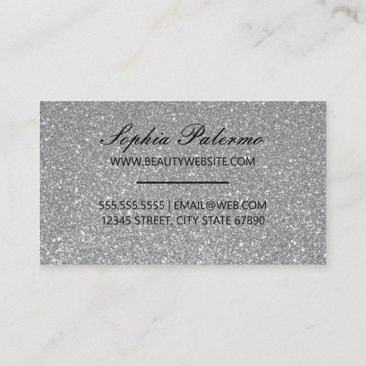 銀スタイリッシュグリッター及びピンク唇 名刺 (裏面)