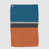 銀スタイリッシュグレーネイビーオレンジレッドブルーストライプズ ゴルフタオル (正面)