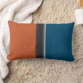 銀スタイリッシュグレーネイビーオレンジレッドブルーストライプズ ランバークッション (ブランケット)