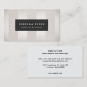 銀スタイリッシュストライプのとリネンのベージュ 名刺 (正面/裏面)