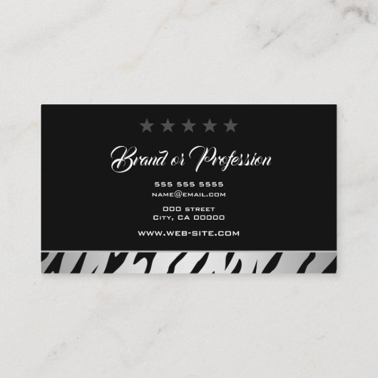 銀スタイリッシュ勾配ゼブラアニマルプリントパターン 名刺 (裏面)