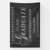 銀スタイリッシュ卒業標識 横断幕 (縦)