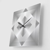 銀スタイリッシュ幾何模様 スクエア壁時計 (傾斜)