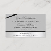銀スタイリッシュ灰色の曲線のデコールラインきらめく 名刺 (裏面)